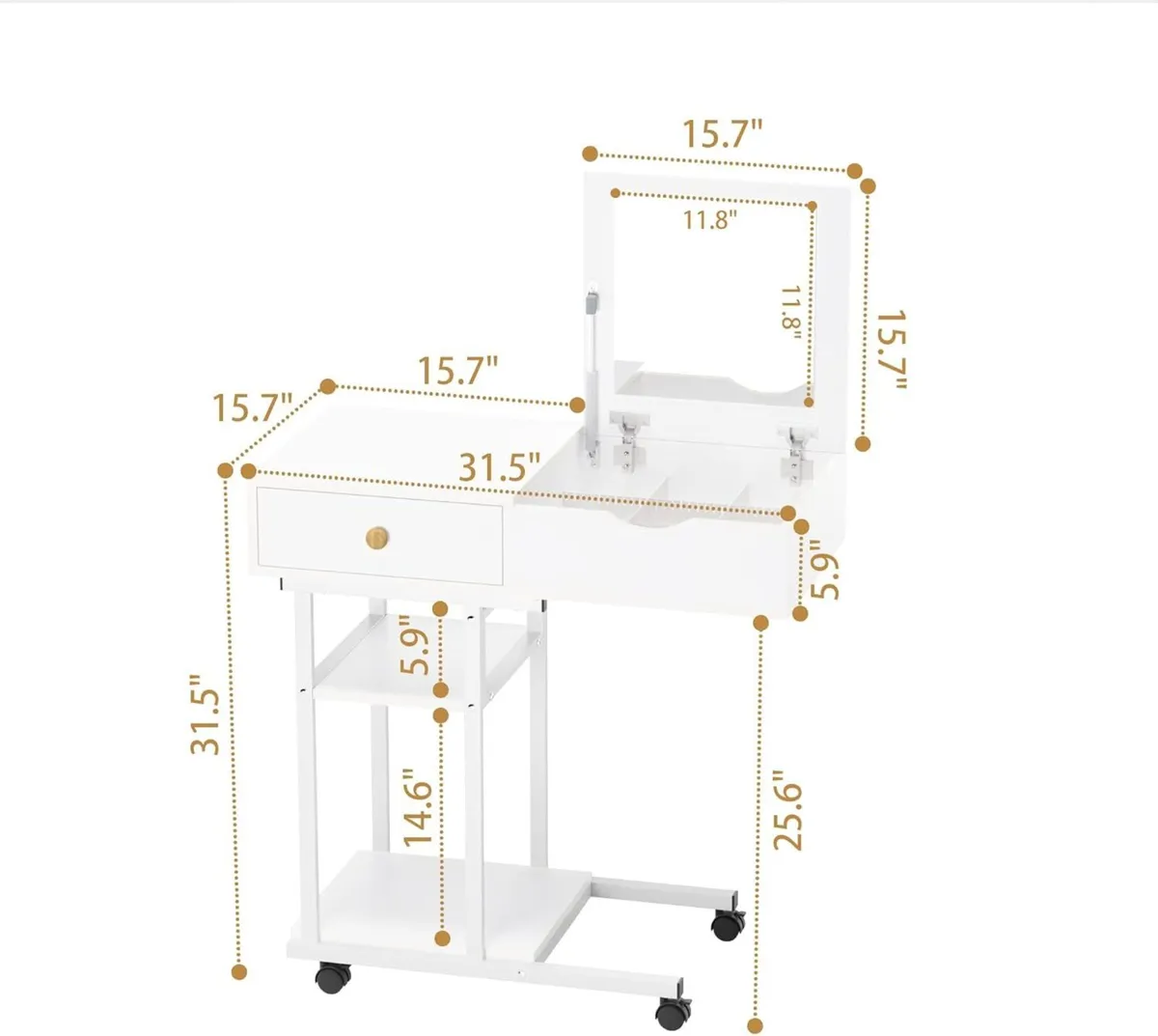 Moveable Dressing Table for Small Spaces Vanity - Image 2