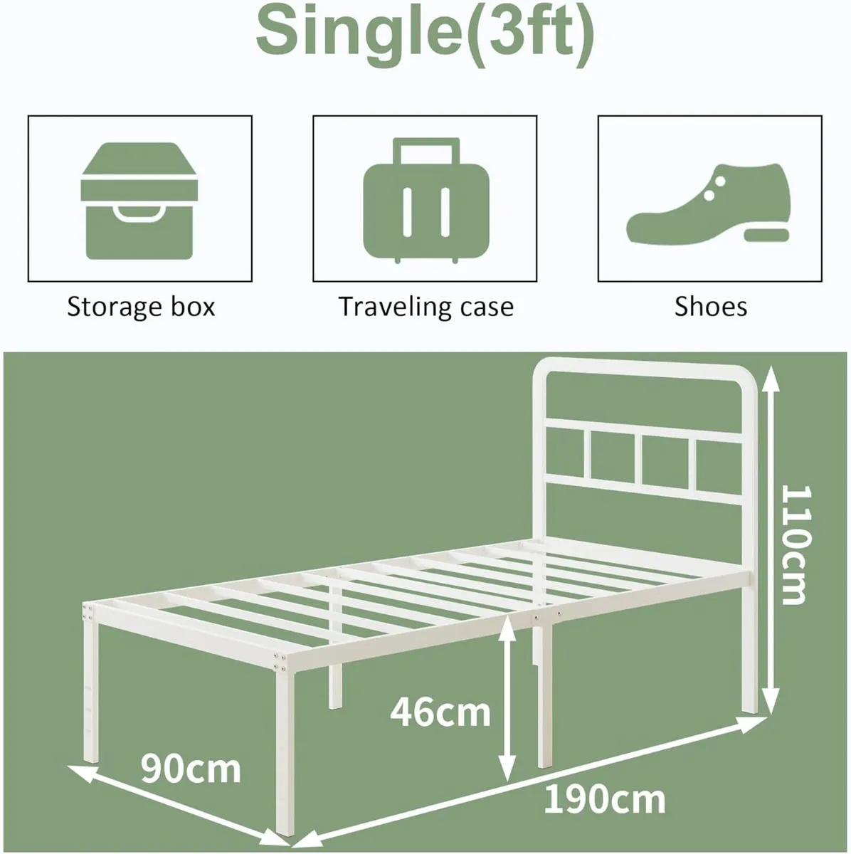 Single Bed Frame 3ft with Curved Headboard Heavy - Image 2