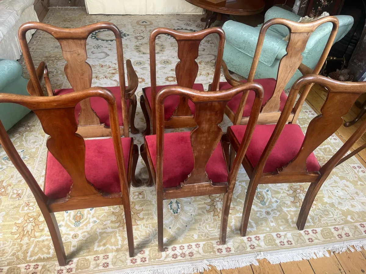 Mahogany dining chairs set of 6, red upholstery - Image 2