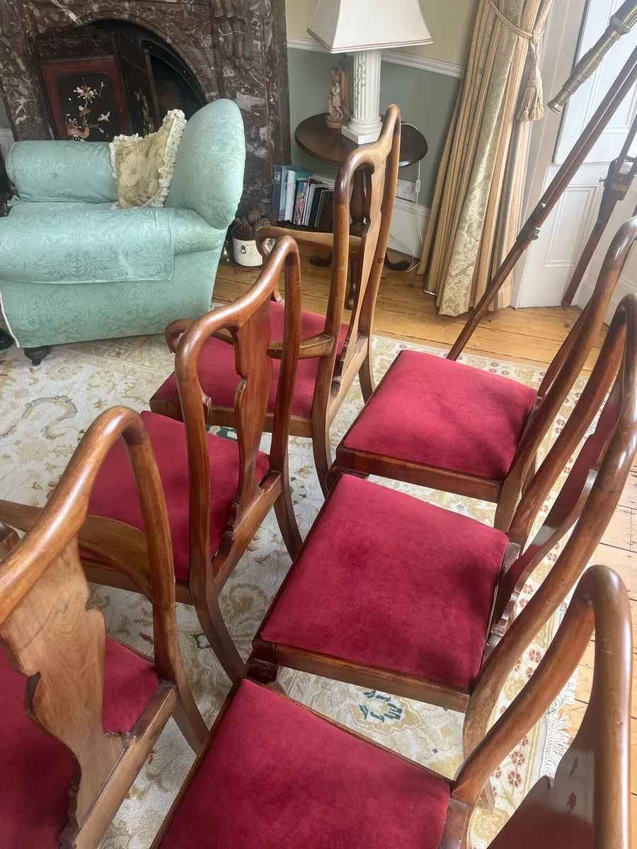 Mahogany dining chairs set of 6, red upholstery - Image 3