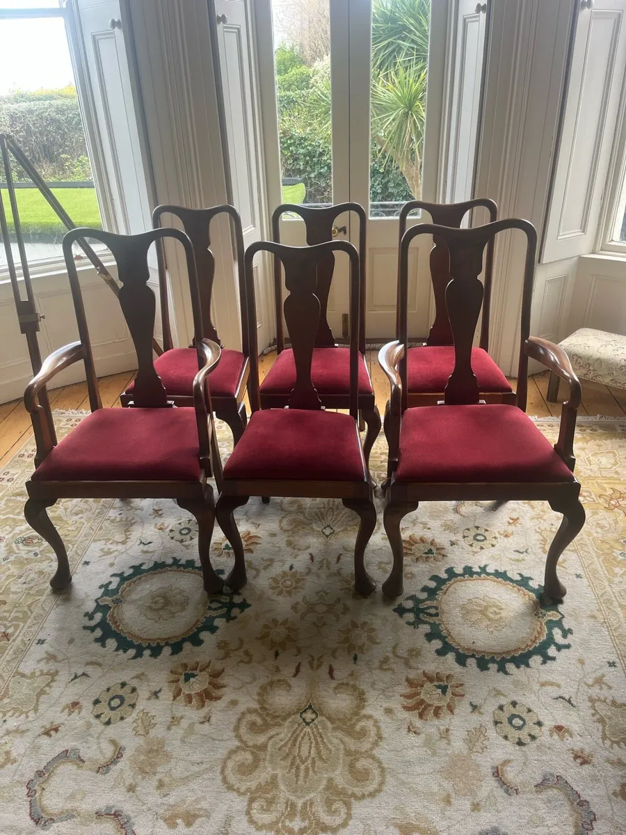 Mahogany dining chairs set of 6, red upholstery - Image 4