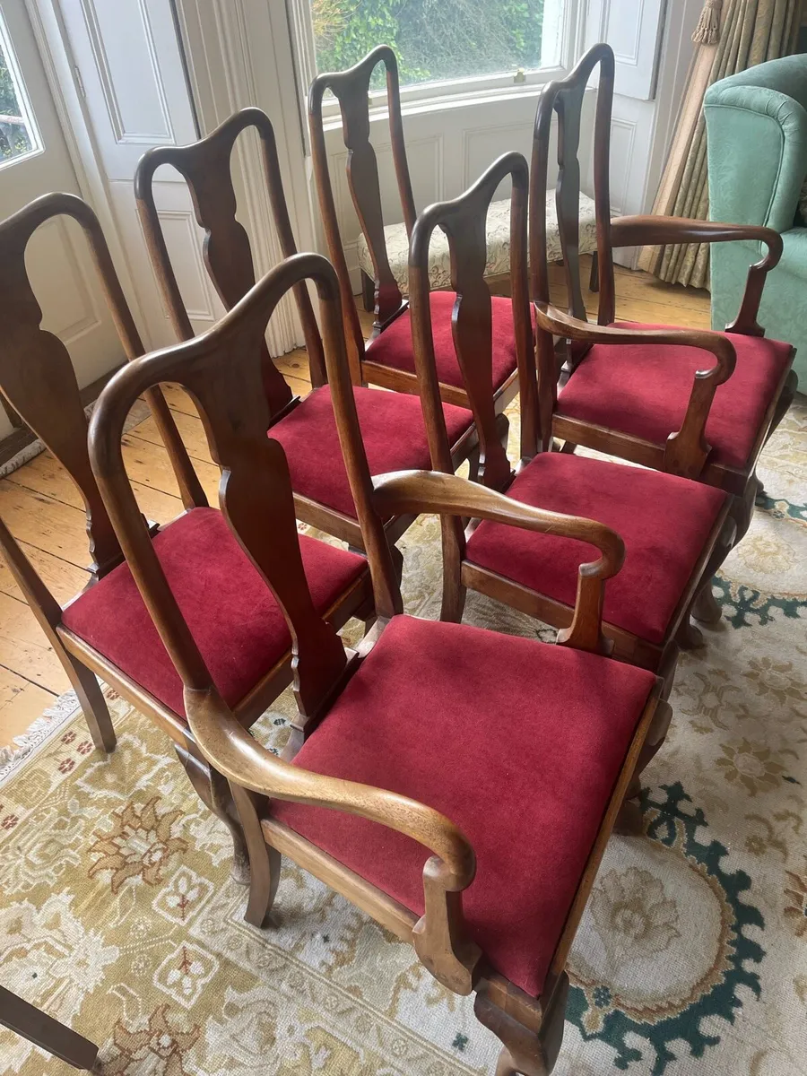 Mahogany dining chairs set of 6, red upholstery - Image 1