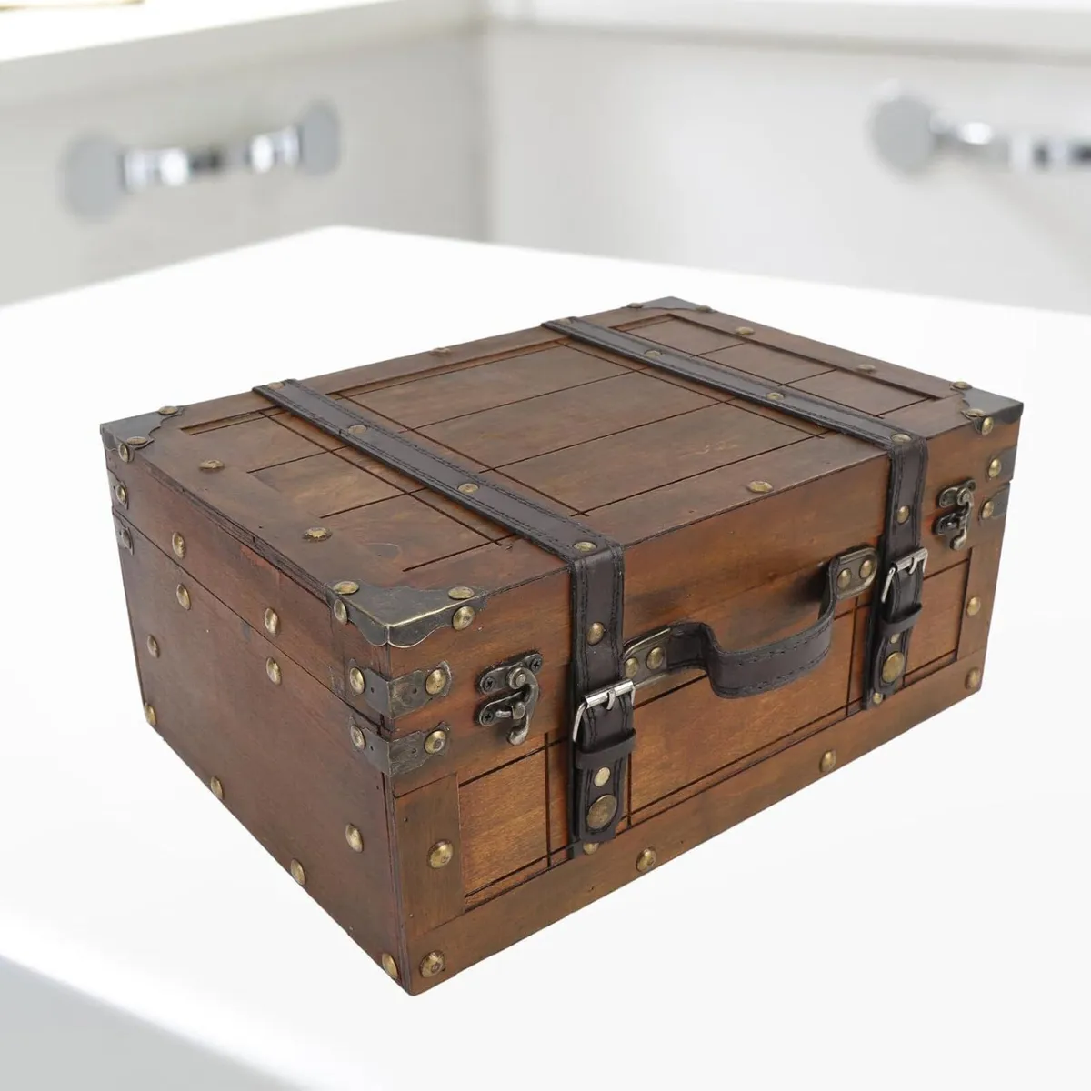 Antique Decorative Wooden Storage Chest Vintage - Image 4