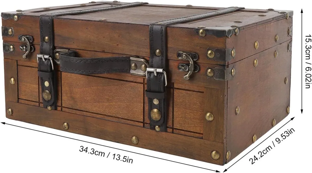 Antique Decorative Wooden Storage Chest Vintage - Image 3