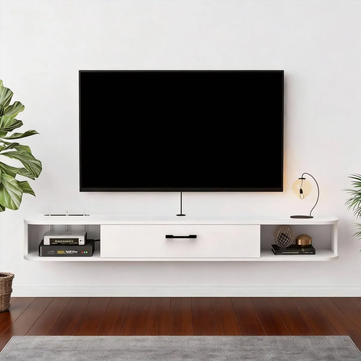 Floating TV Unit Wall Mounted Cabinet Shelves - Image 1