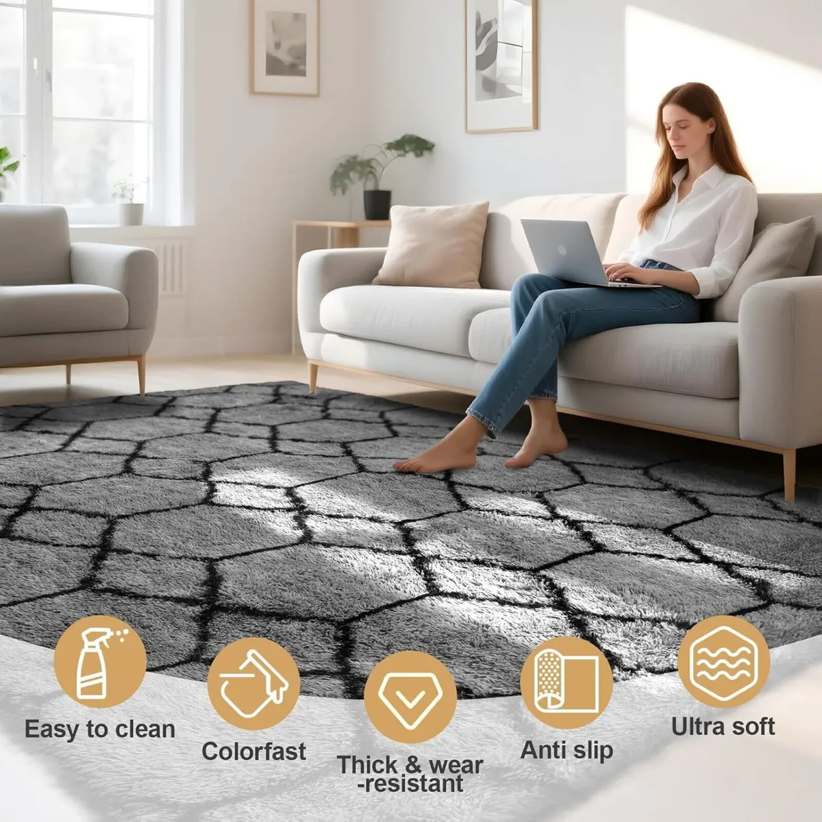 Geometric Rugs Living Room - 200x300cm Extra - Image 4