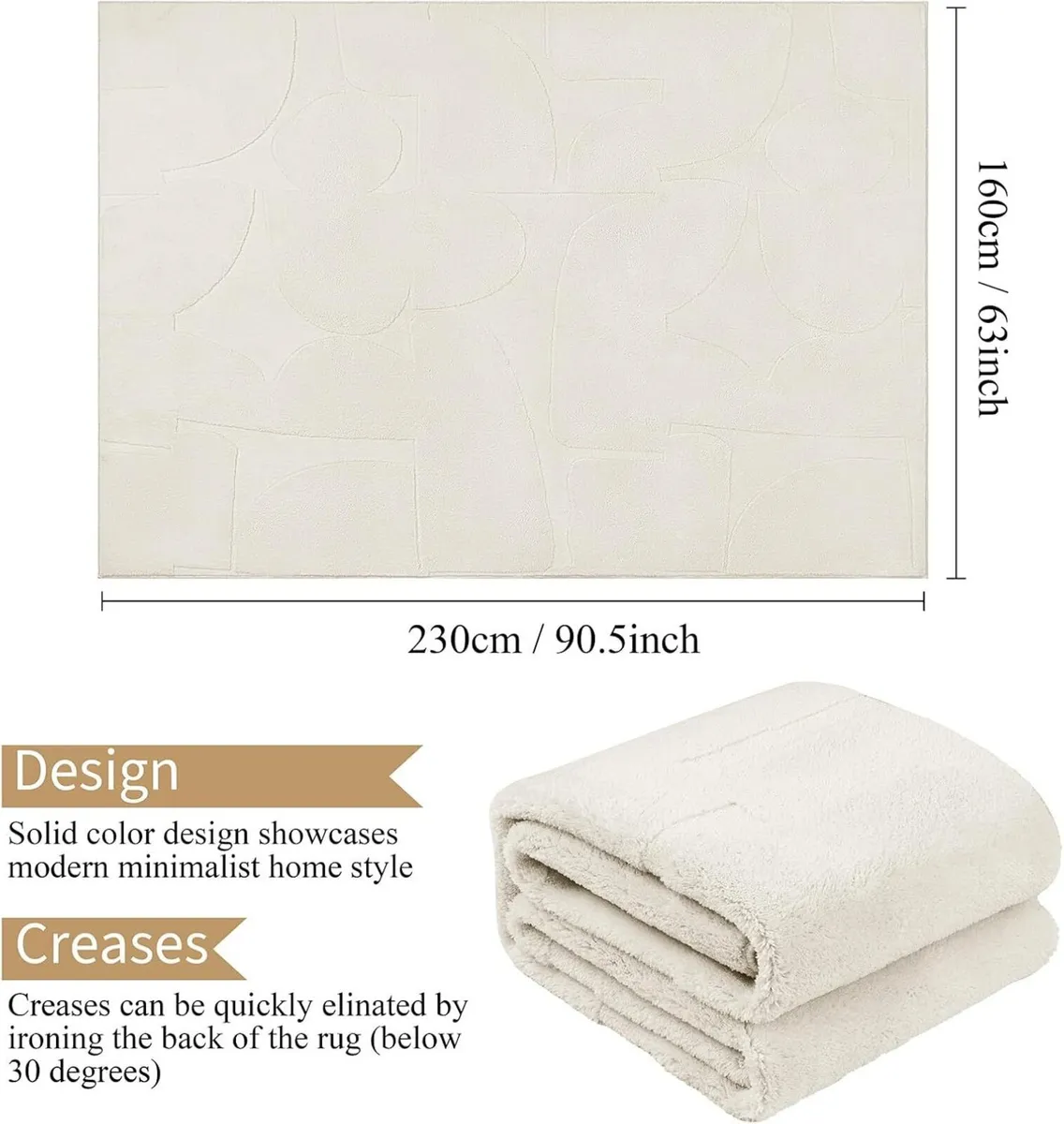 Large Living Room Rug 160x230 cm Washable Area - Image 2