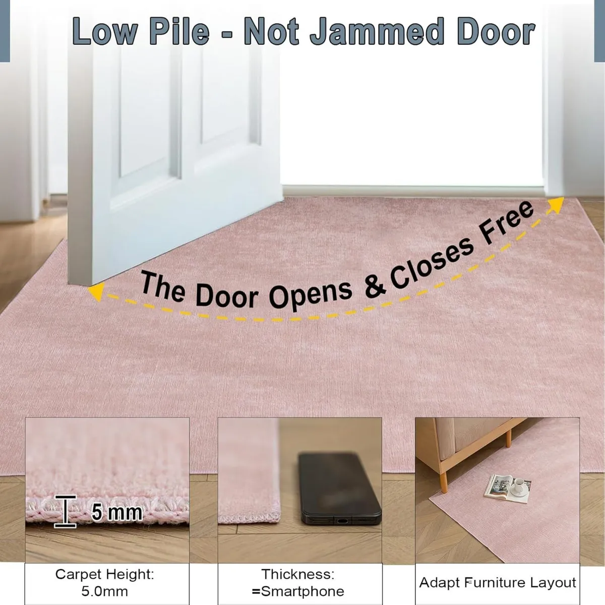 Short Pile Rugs for Bedroom-140x200cm Large - Image 4