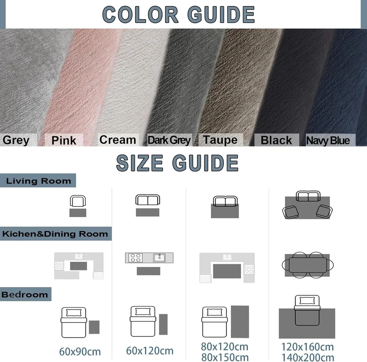 Short Pile Rugs for Bedroom-140x200cm Large - Image 2