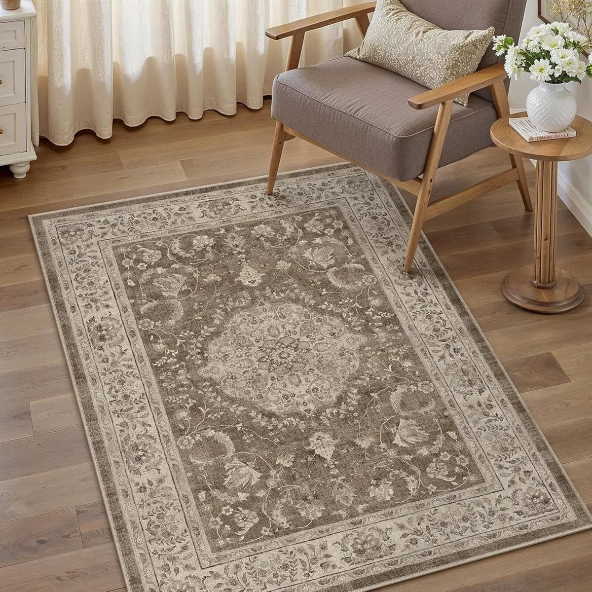 Brown Machine Washable Rugs Living Room 120x170cm - Image 4