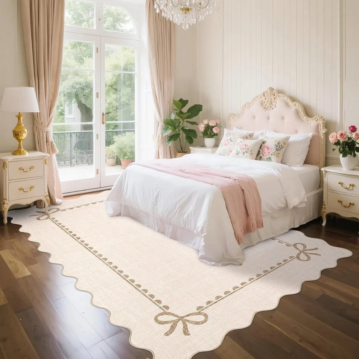 Washable Scalloped Rugs Living Room 200 x 290 cm - Image 1