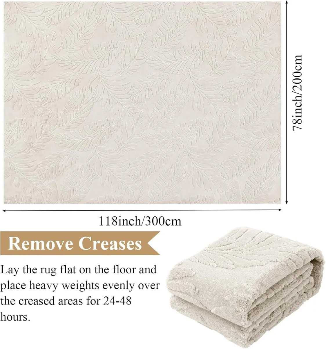 Rugs for Living Room Large 200x300 cm Beige - Image 2