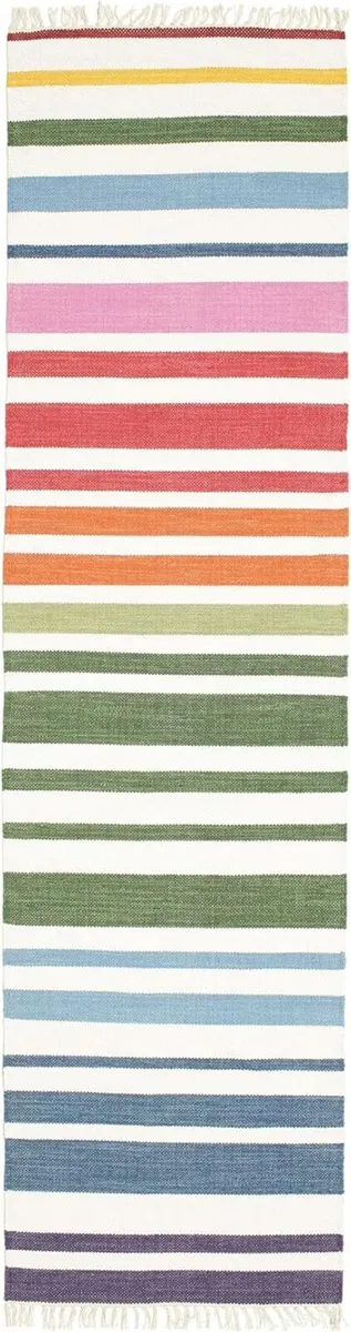 Rainbow Stripe Rug Kilim Modern 2′7″ x 9′10″ ft - Image 1
