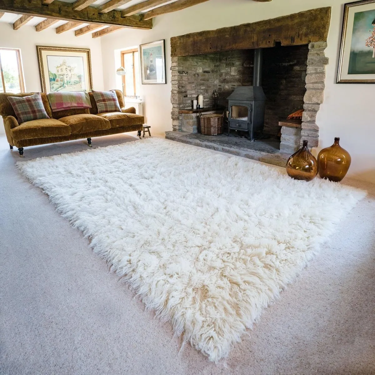Flokati Wool Rug Up to 240x350cm High Density - Image 1