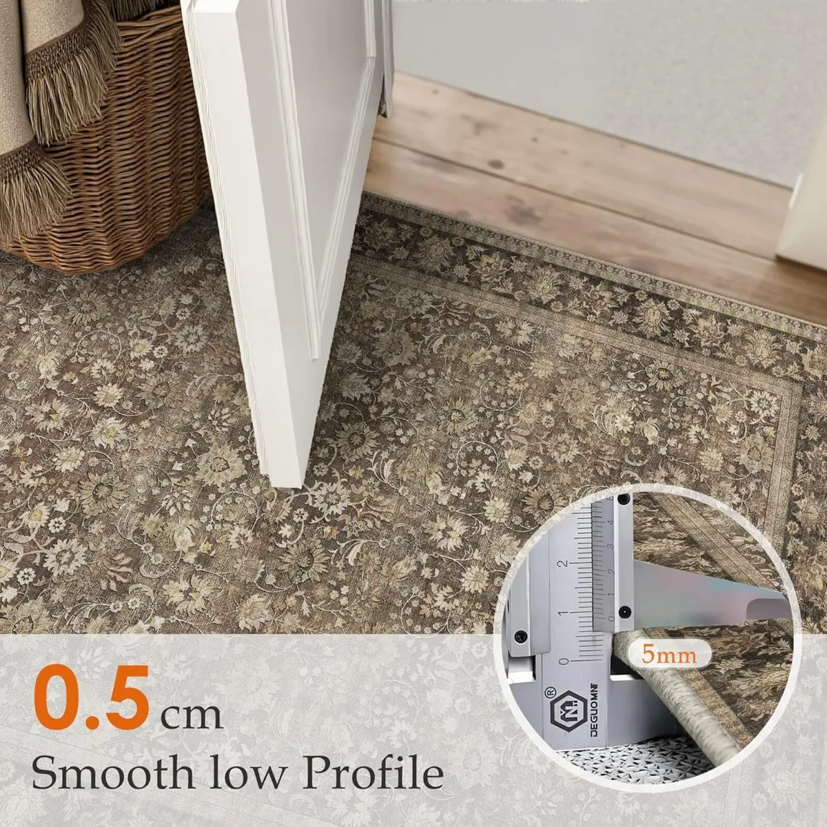 Brown Living Room Rug 200x300 cm Washable Area - Image 3