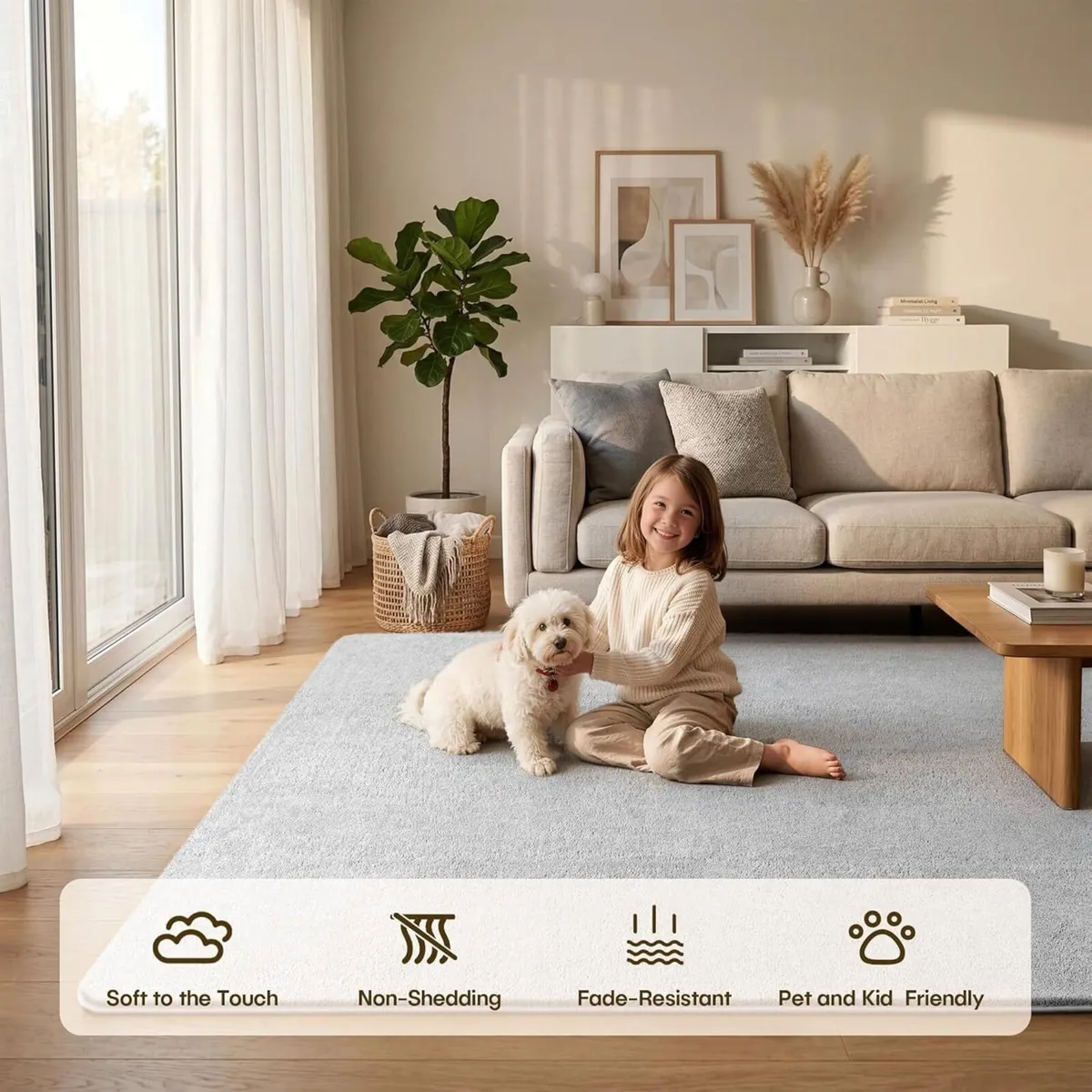 Rugs Living Room Large Grey Rug 200x300cm Area - Image 3