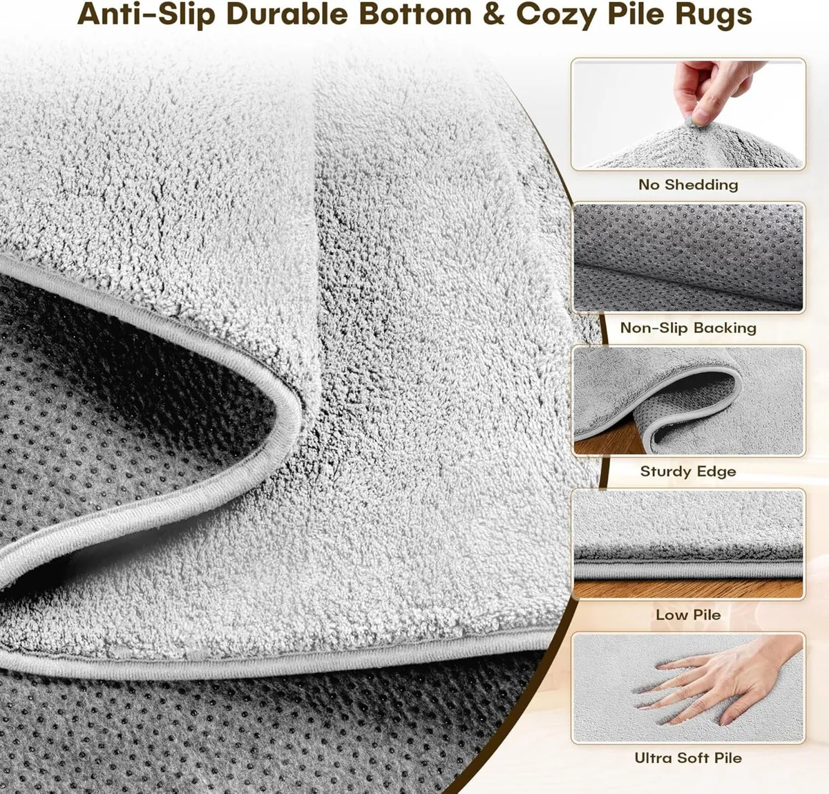 Rugs Living Room Large Grey Rug 200x300cm Area - Image 2