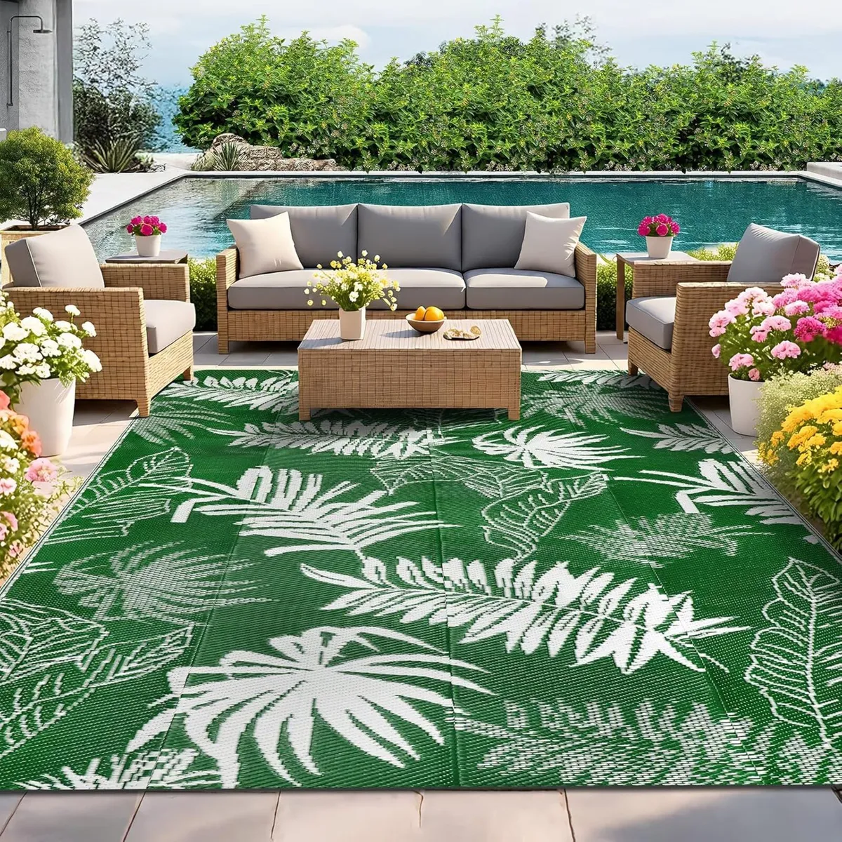 Outdoor Rug 245x305cm Reversible Large Rugs for - Image 1