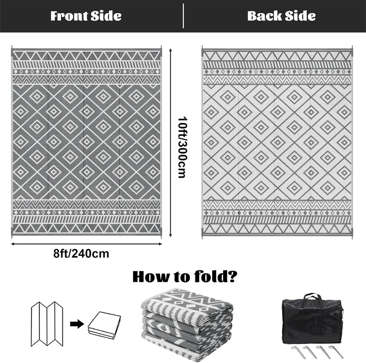 Extra Large Outdoor Area Rug 240 x 300 cm Durable - Image 2