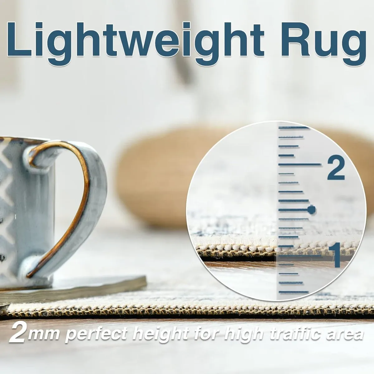 Large Rug 270x365cm Washable Vintage Boho Blue - Image 4