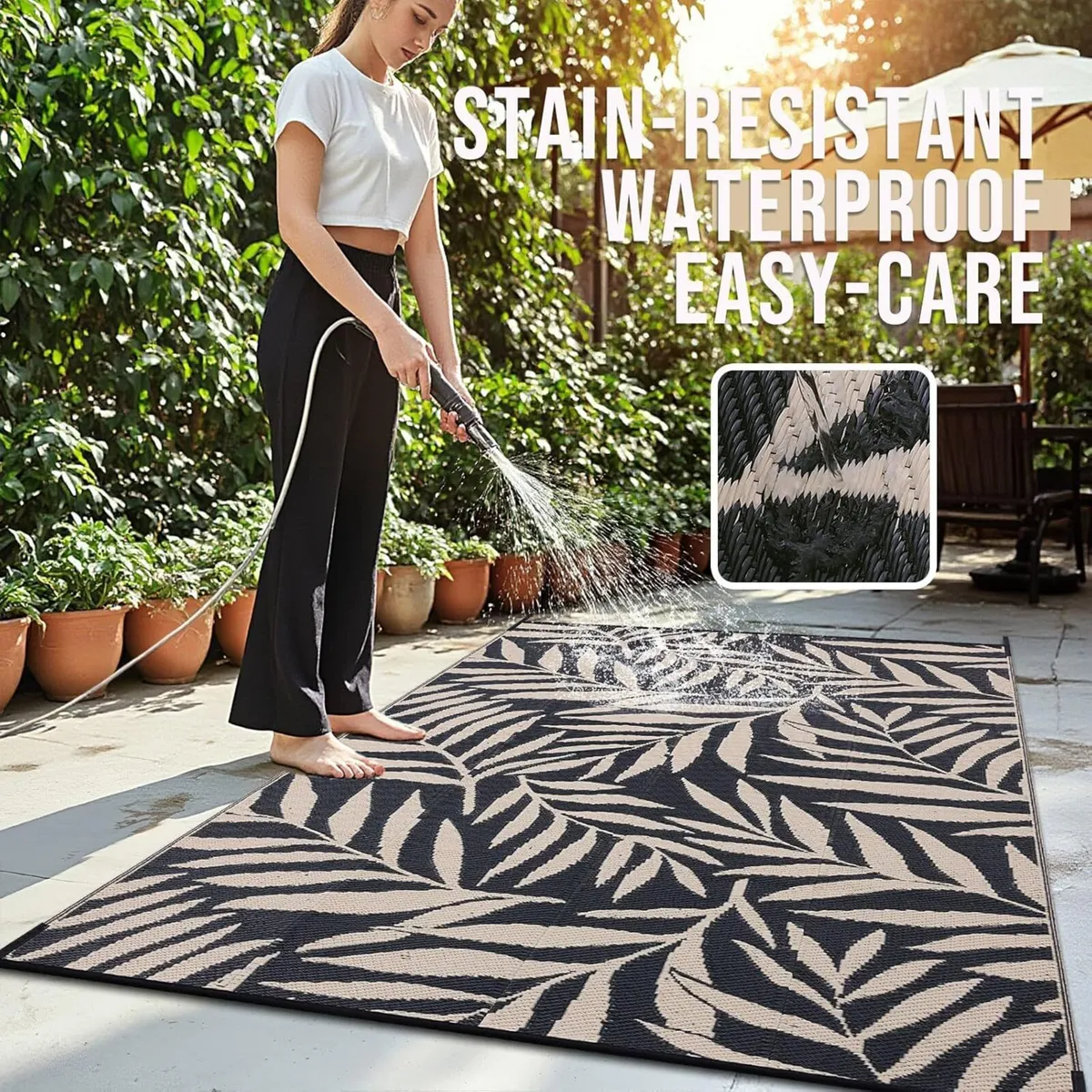 Outdoor Rug Waterproof Large Garden Rugs UV-Resist - Image 2