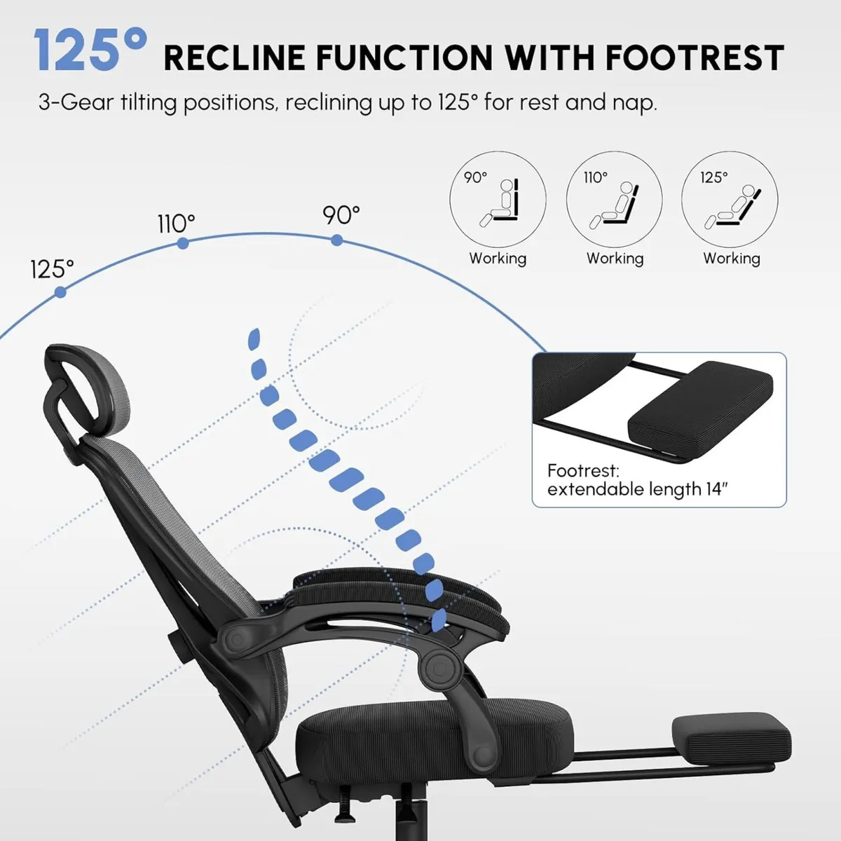 Office Chair Mesh with Adjustable Headrest - Image 4