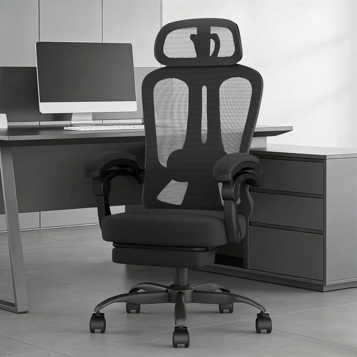 Office Chair Mesh with Adjustable Headrest - Image 1
