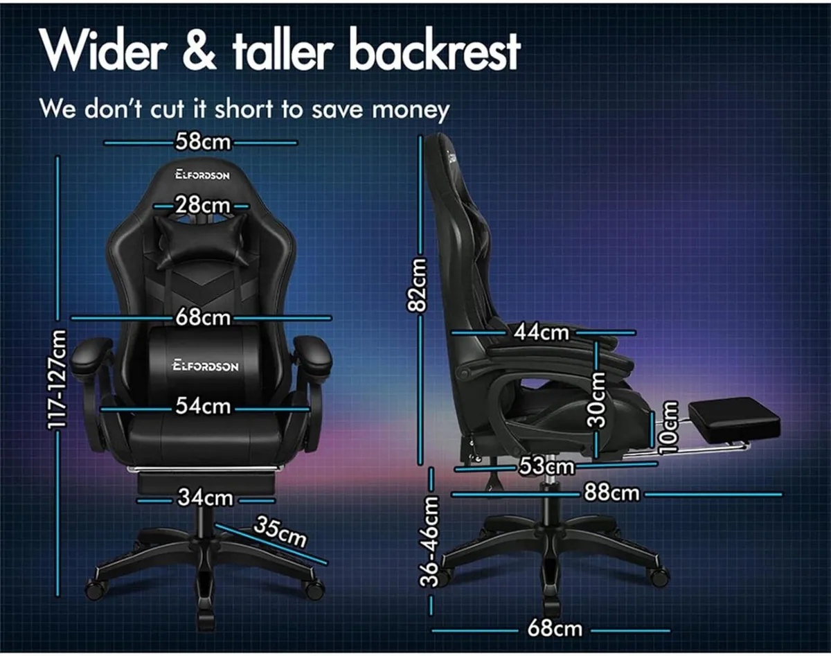 LED Gaming Chair with 8-Point Massage Home Office - Image 2