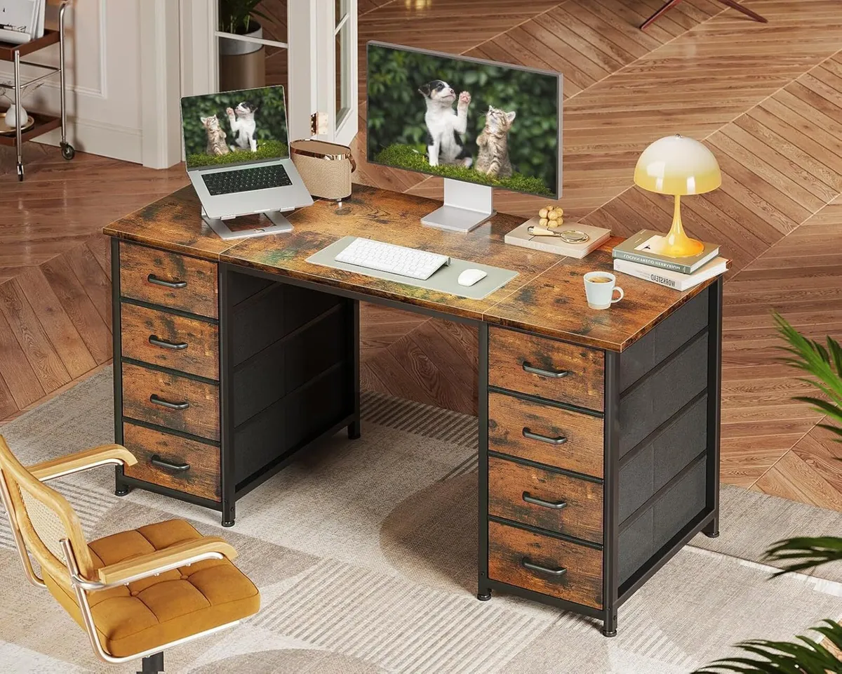 Computer Desk with Drawers 120x48cm Modern Office - Image 2