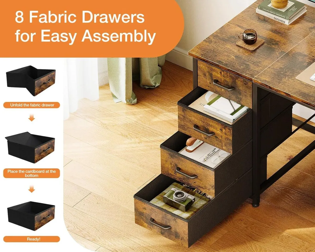 Computer Desk with Drawers 120x48cm Modern Office - Image 4