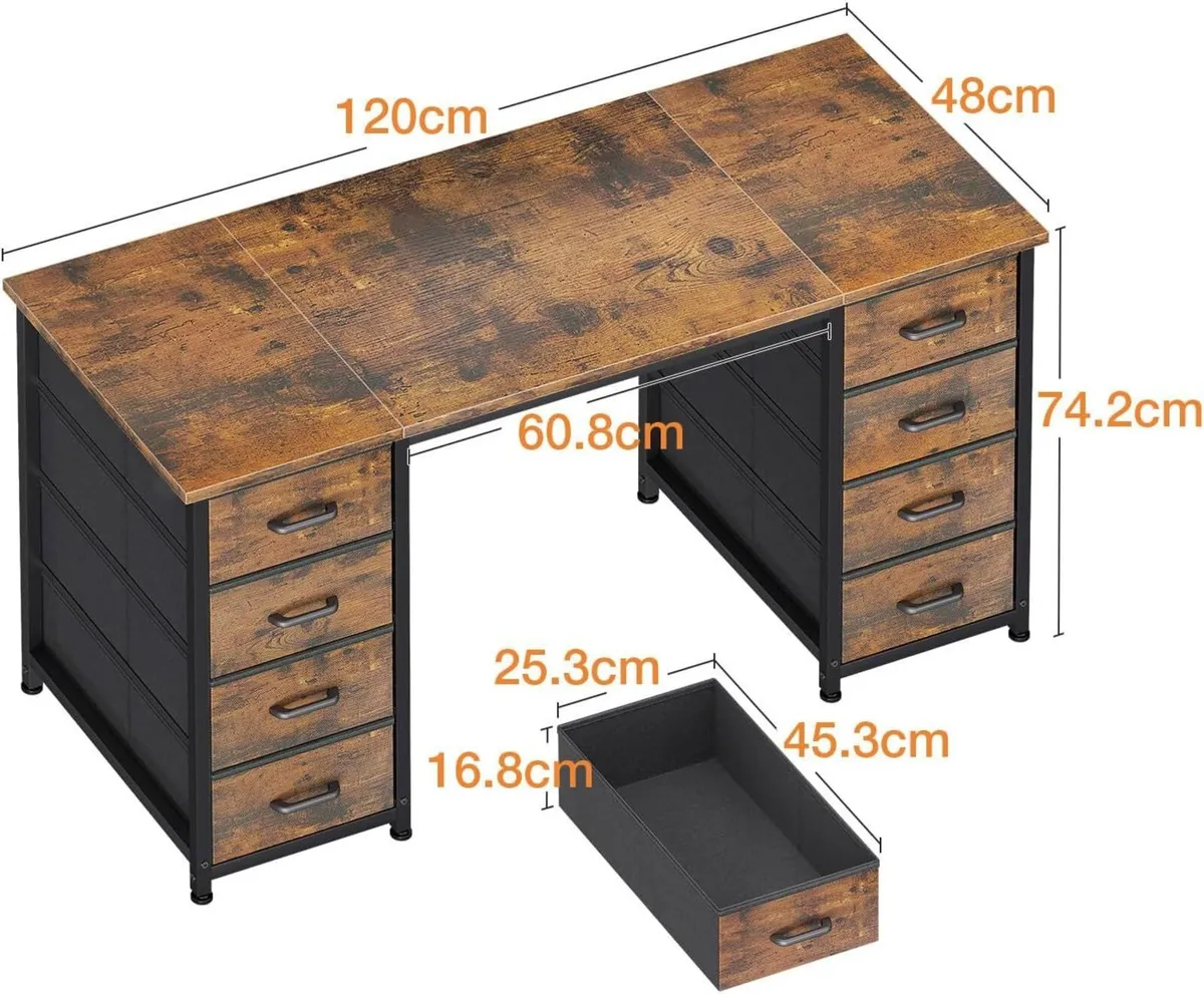 Computer Desk with Drawers 120x48cm Modern Office - Image 3