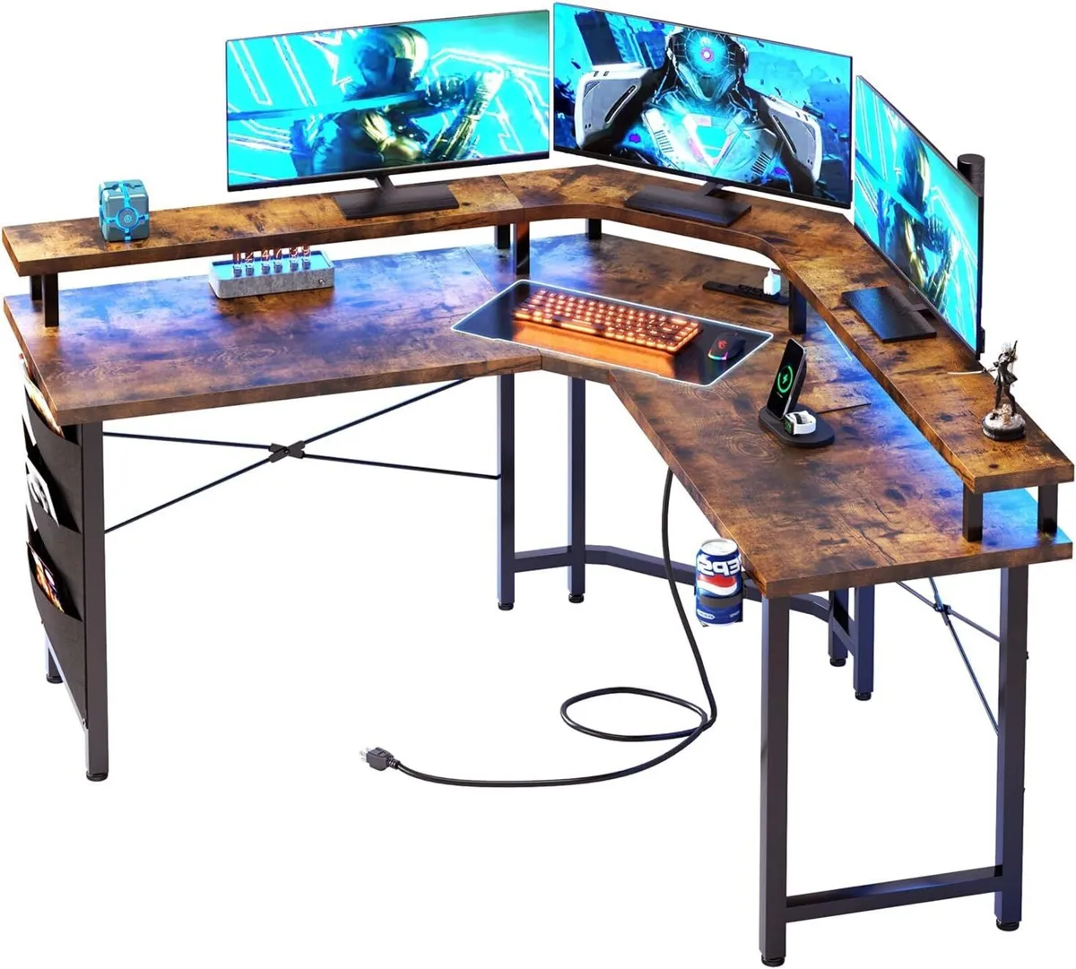Computer Desk with Power Outlets LED Strip 50.8 - Image 1