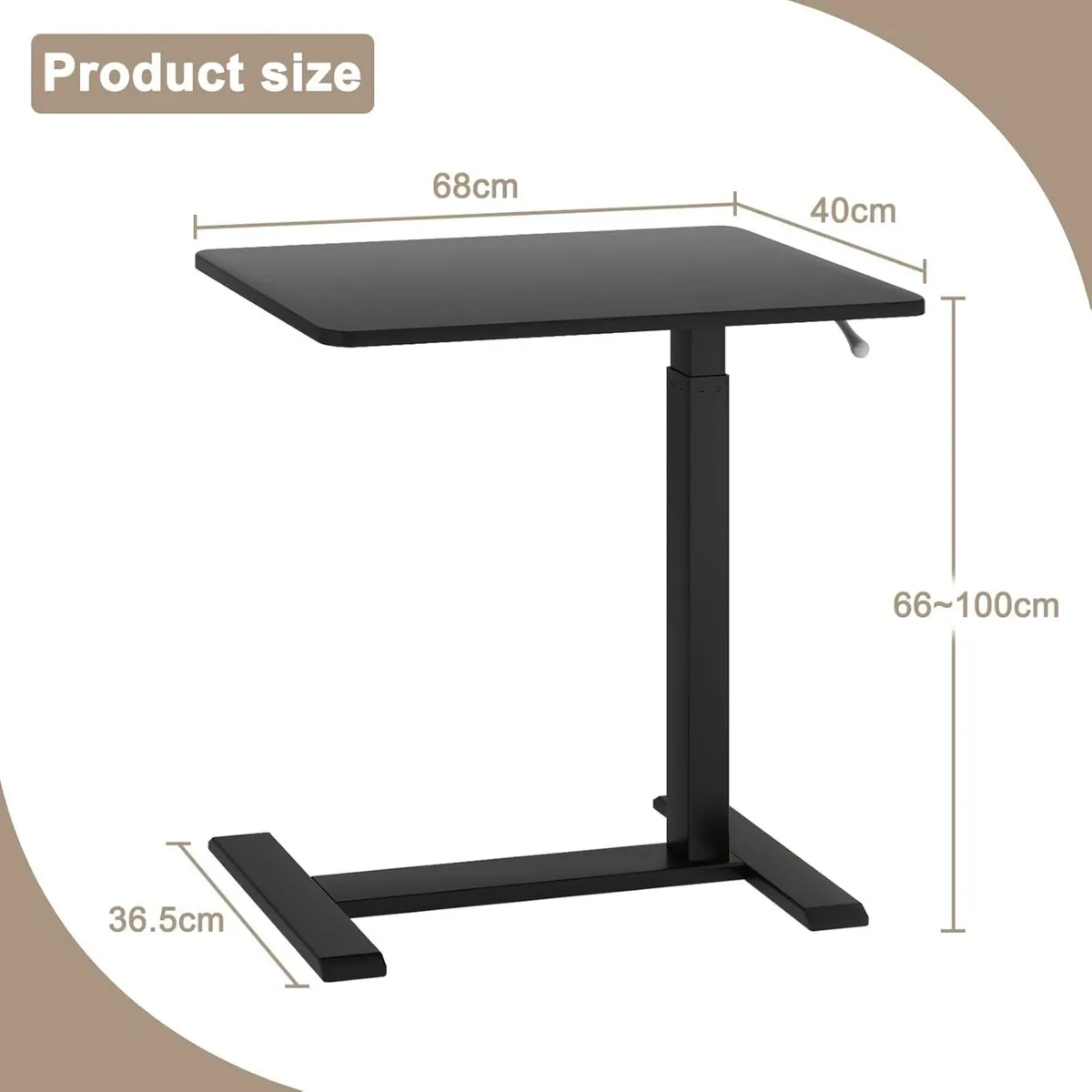 Medical Adjustable Overbed Bedside Table with - Image 2