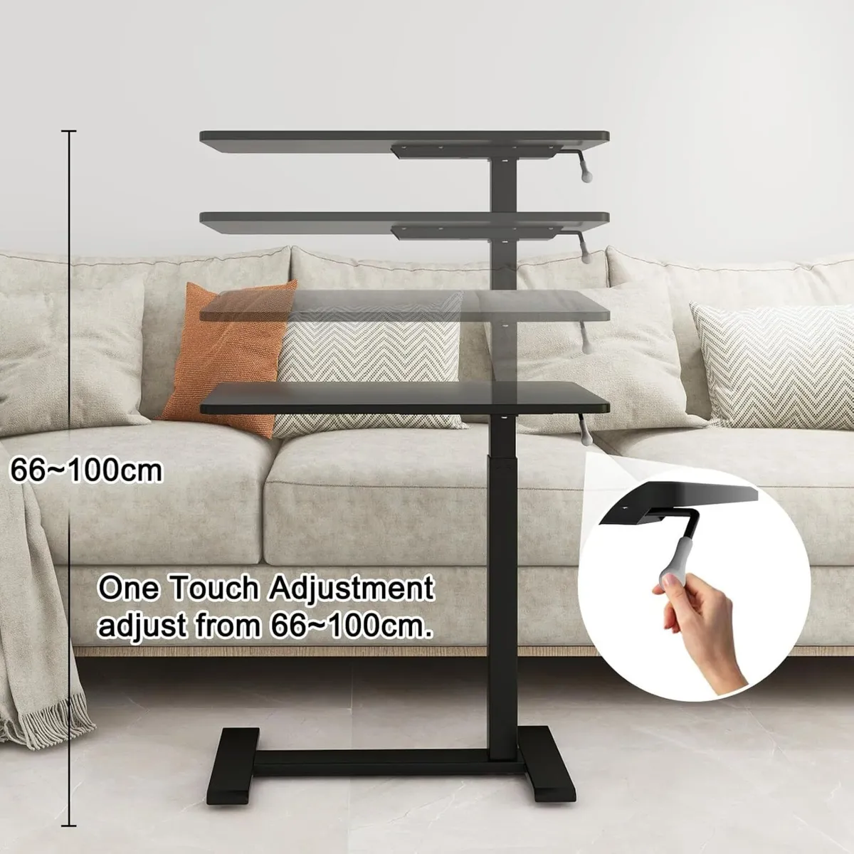 Medical Adjustable Overbed Bedside Table with - Image 3