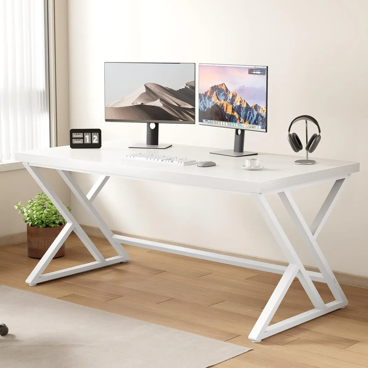 White Computer Desk Modern Wood Home Office for - Image 1