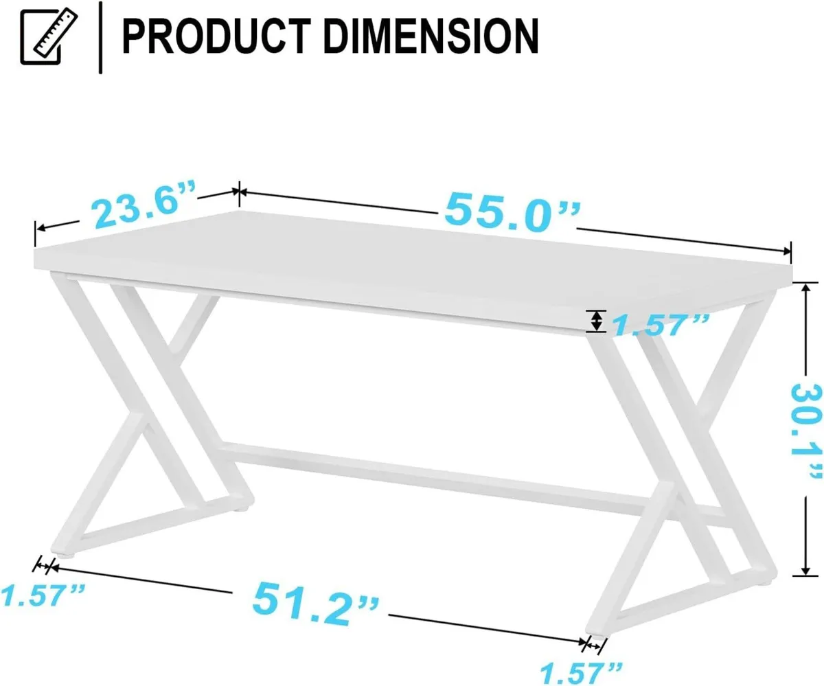 White Computer Desk Modern Wood Home Office for - Image 2