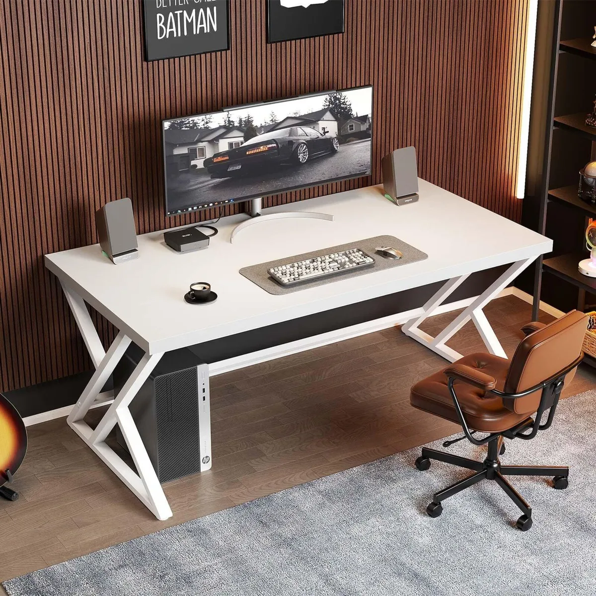 White Computer Desk Modern Wood Home Office for - Image 3