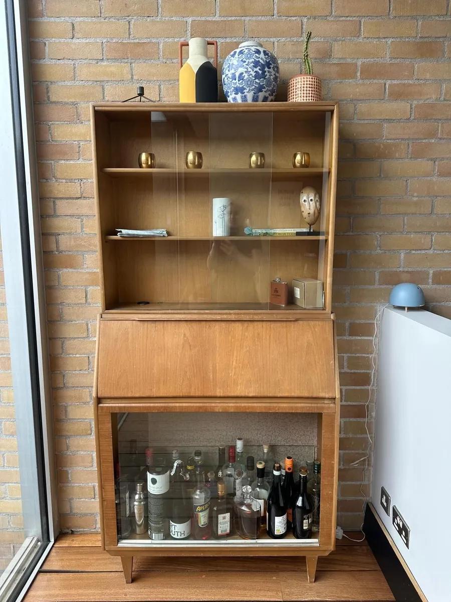 Mid-Century Teak Secretary Desk & Drinks Cabinet - Image 1