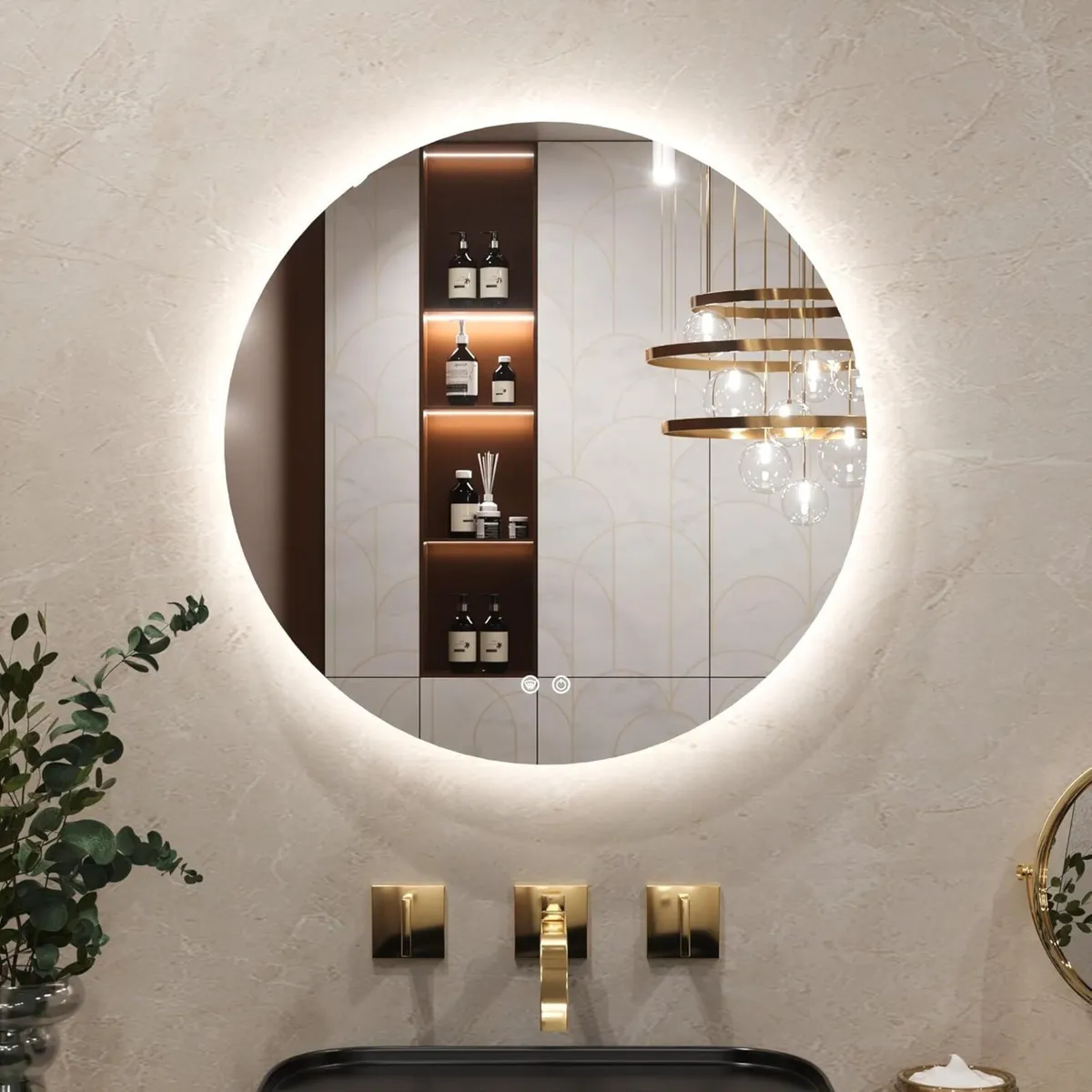 Round Bathroom Mirror with LED Lights 60cm - Image 1