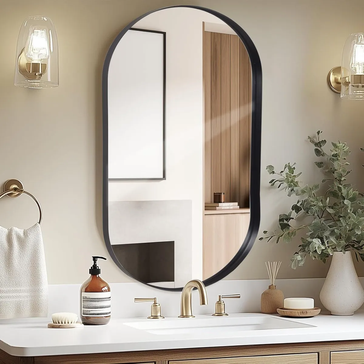Wall Mirror Oval 60x90 CM Wall-Mounted Bathroom - Image 1