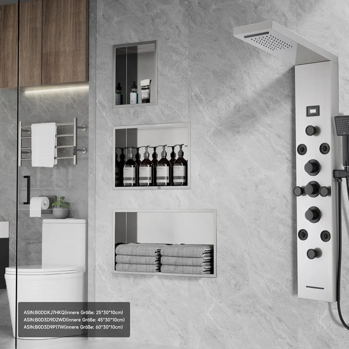 Shower Niche Stainless Steel 25x30cm Wall Insert - Image 2