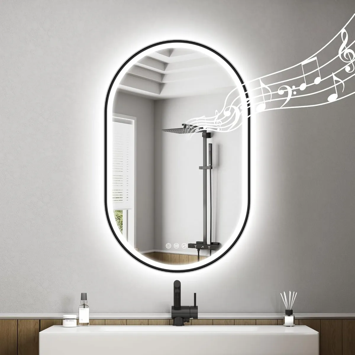 800x500 mm Oval-Bathroom-Mirror-with-LED-Lights - Image 1