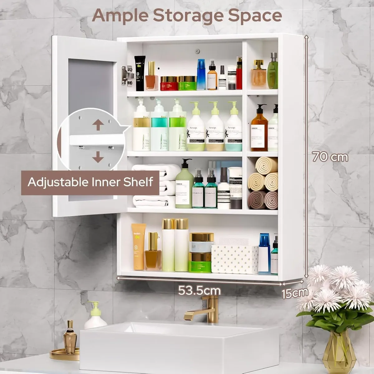 Bathroom Mirror Cabinets Wall Mounted - Expanded - Image 2