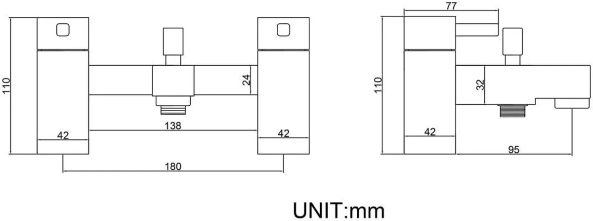 Bath Mixer Taps Black Bathroom Shower Tap Square - Image 3