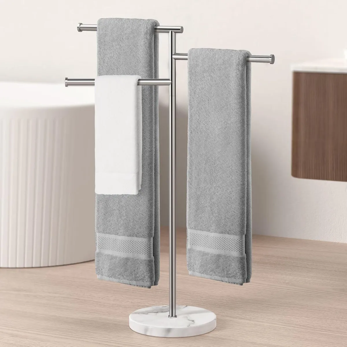 Free Standing Towel Holder Rail with Swivel Arms - Image 1