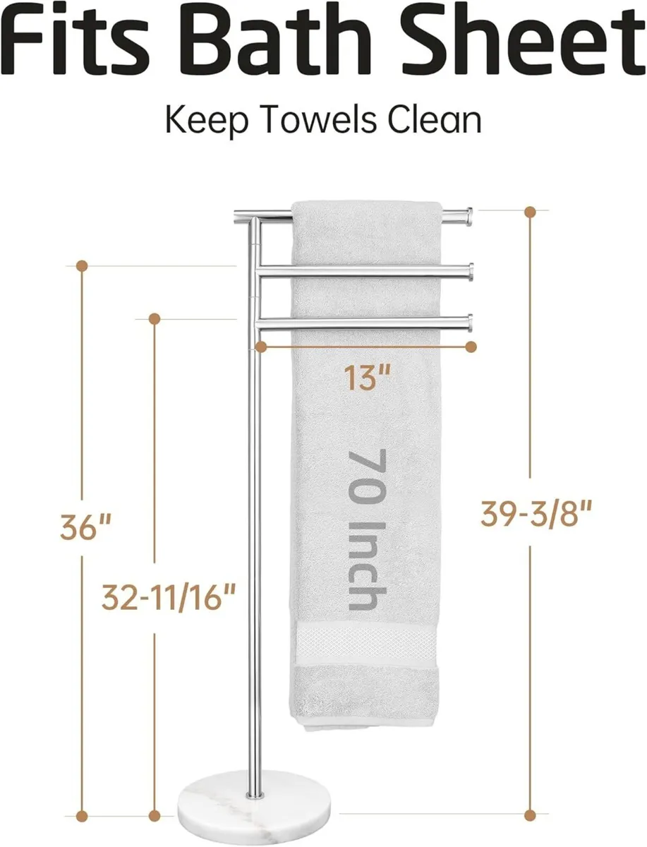 Free Standing Towel Holder Rail with Swivel Arms - Image 2