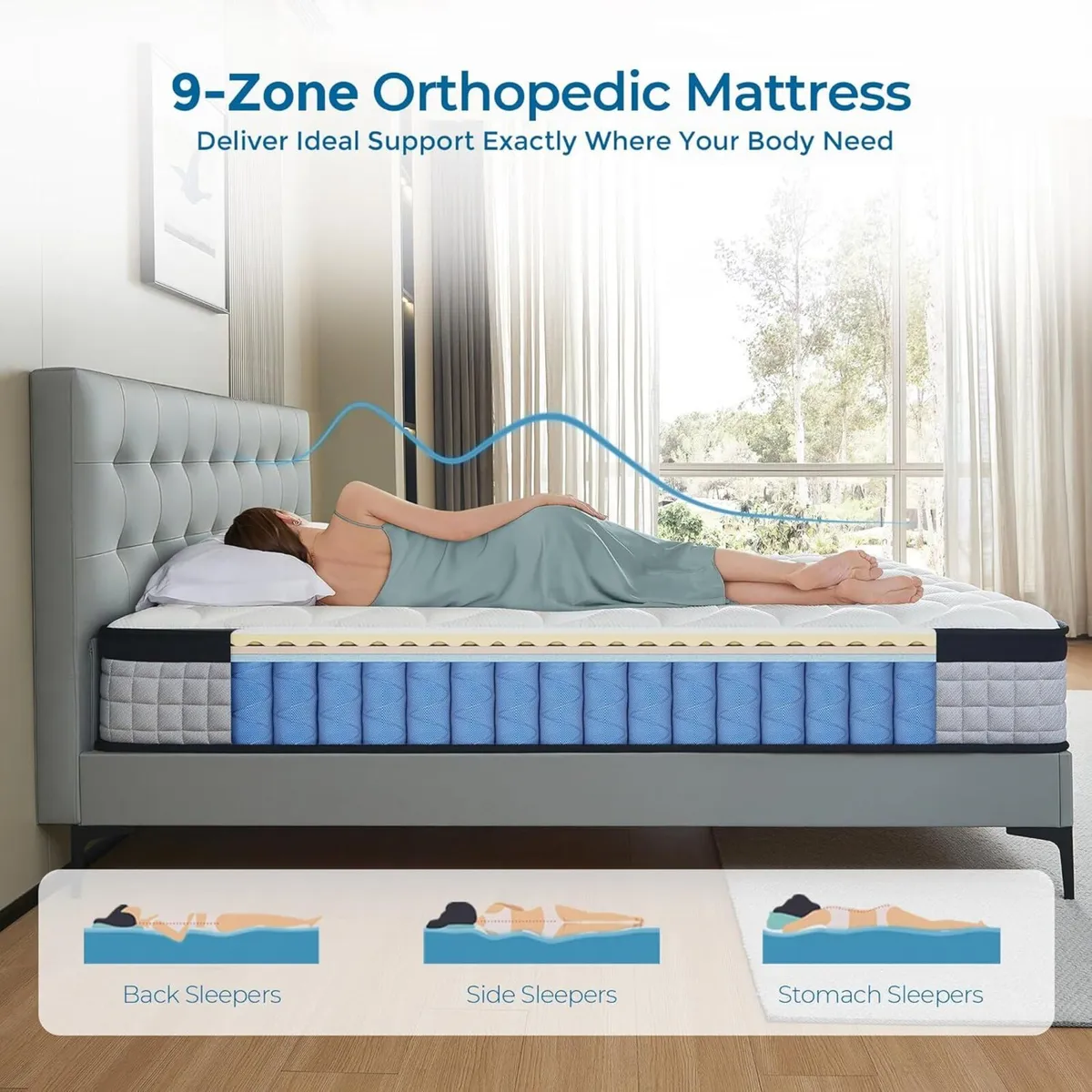 Single Mattress 3FT 9 Inch 9-Zone Orthopedic with - Image 3