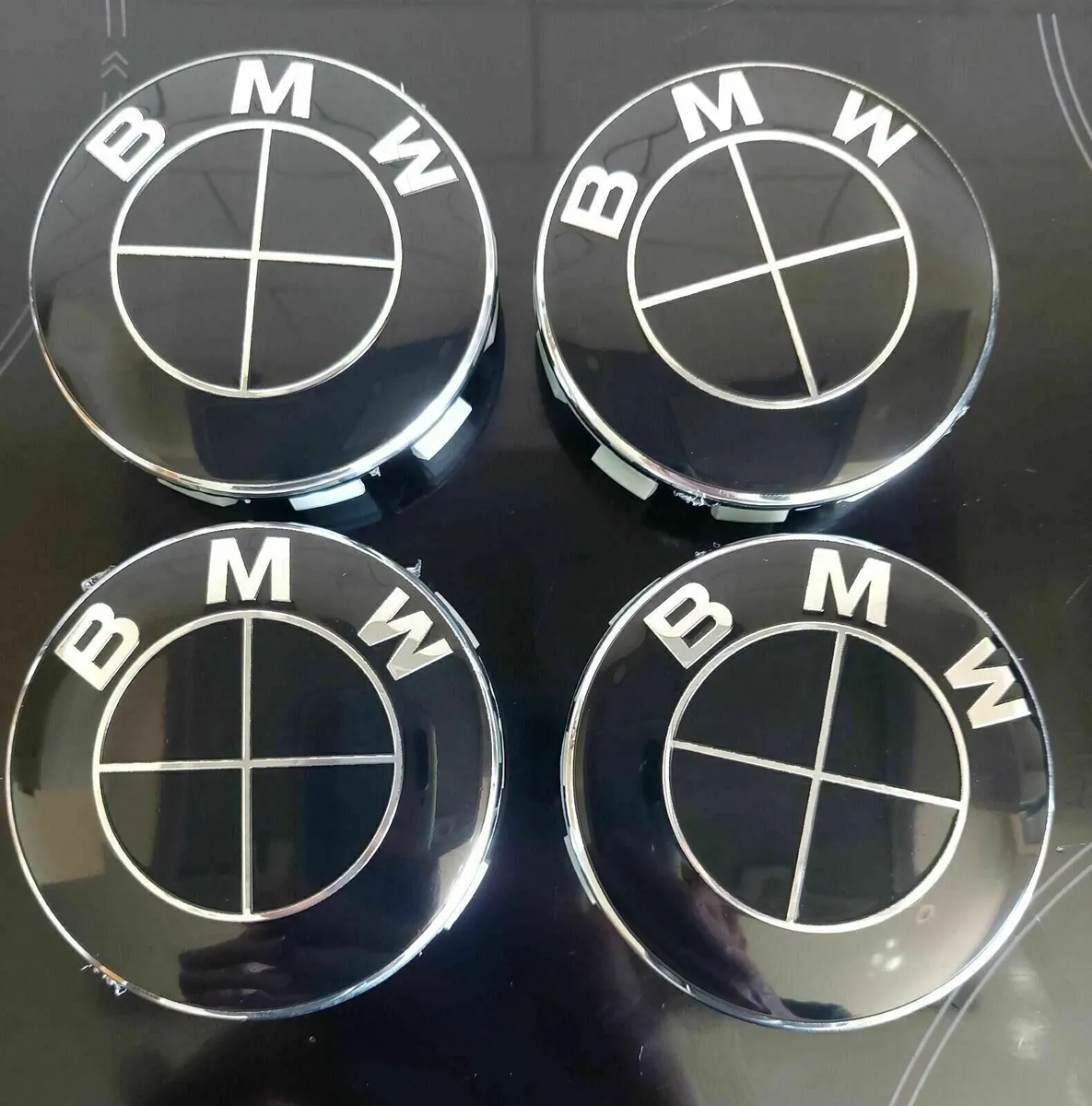 4 x All Black BMW Centre Caps (68mm) Free Post - Image 1