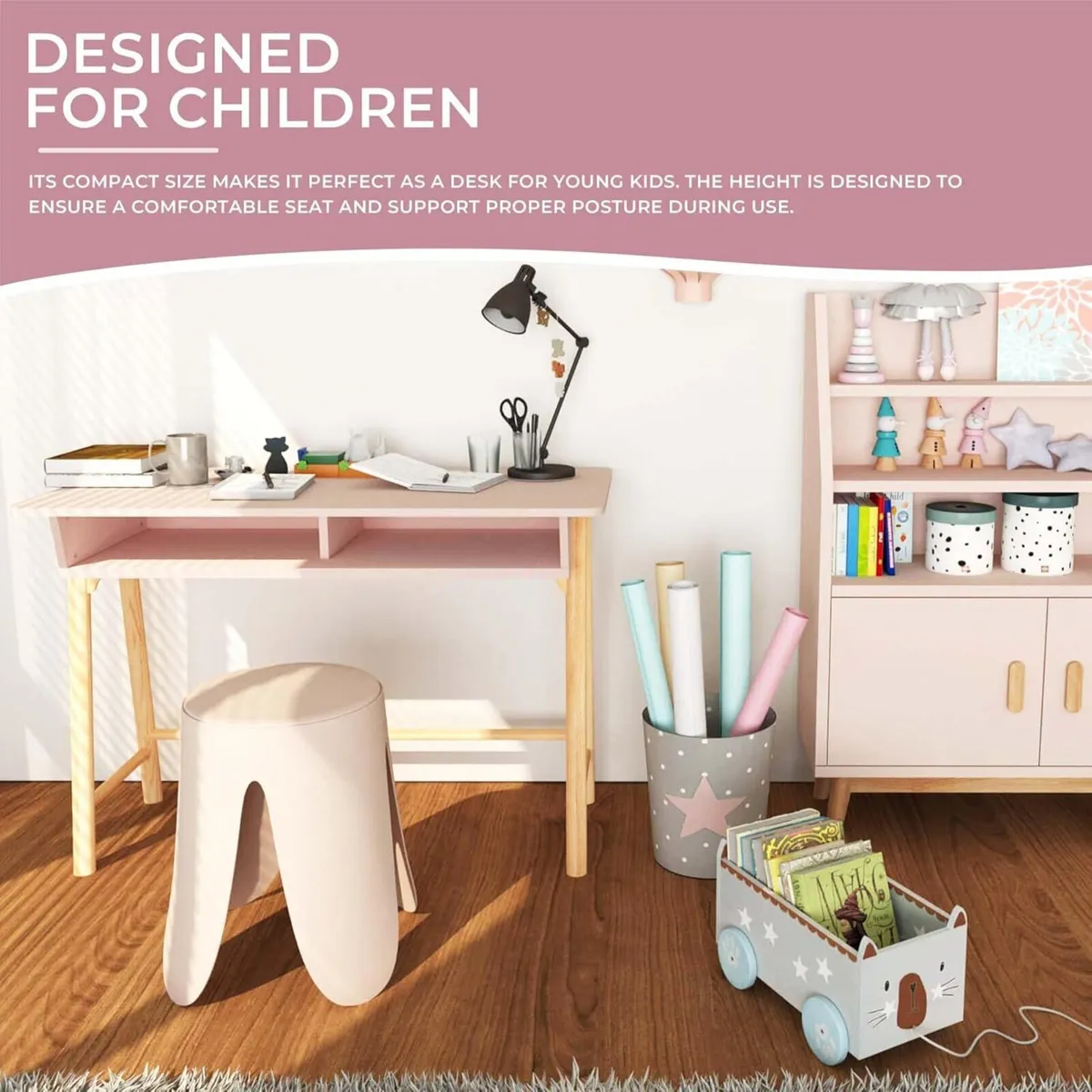 Desk for Kids' Room Children's Play Table Pink - Image 4