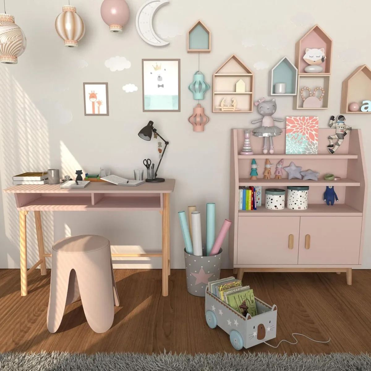 Desk for Kids' Room Children's Play Table Pink - Image 2